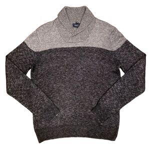 NWT Armani Grey Wool Blend Knit Shawl Collar Pullover Sweater Men's XL